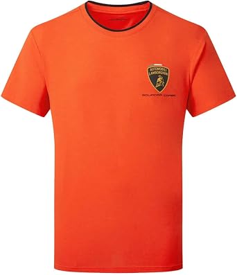 Automobili Lamborghini Squadra Corse Mens Travel T-Shirt - Orange/White/Green
