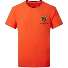 Automobili Lamborghini Squadra Corse Mens Travel T-Shirt - Orange/White/Green