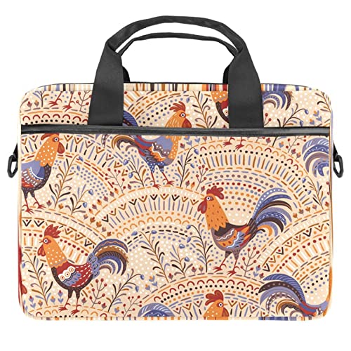 Sacoche PC 13.3 pouces pour le bureau motif fleurs et coq coloré
