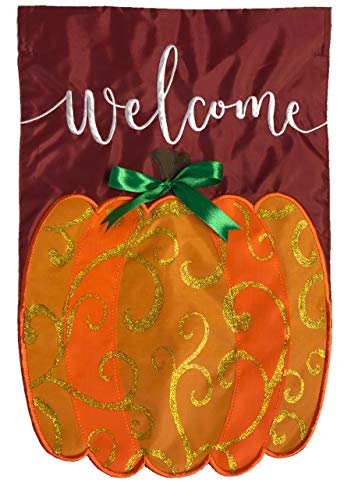 Welcome Pumpkin Fall Applique House Flag Autumn 28" X 40" Briarwood Lane #TOP30