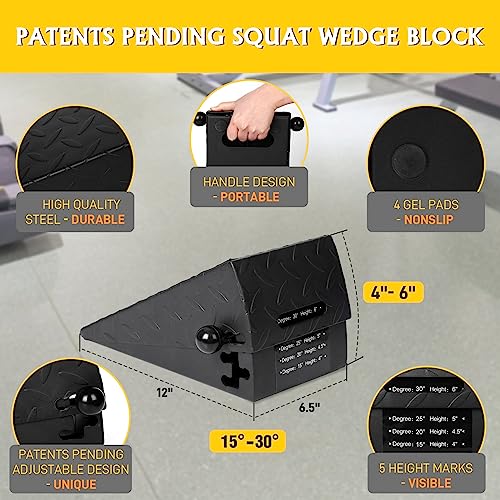 Squat Wedge Height Adjustable Slant Board for Heel Elevated Squats Calf Stretcher Block Enhance Mobility And Strength Performance