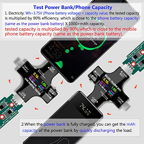 Image of USB C Tester,KJ-KayJI 2 in 1 Tester IPS Digital Multimeter(2024),Voltage,Cur,Pwr,Resistance,Elec,Temp,Capacity,Tme,Fast Charging,with 3A Discharge Load Support PD2.0 /PD3.0,QC2.0 /QC3.0,BC1.2
