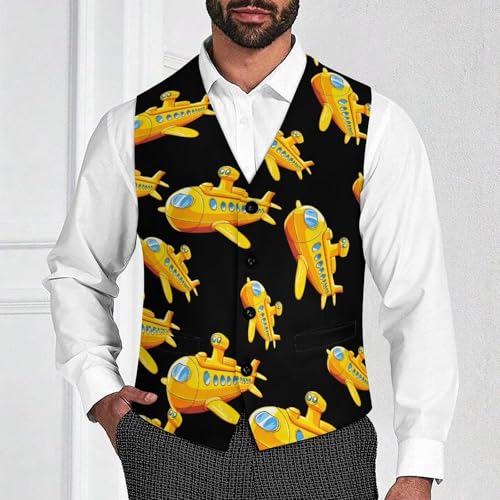 Funny Submarine Men's Suit Vest Slim Fit Business Dress Party Pattern Waistcoat Vest Top2