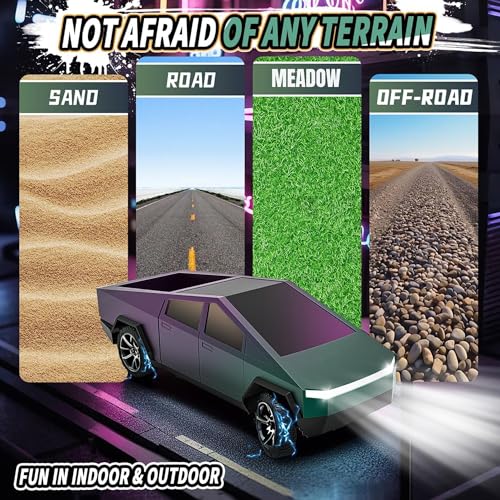 Image of GRAPHENE RC 1:14 Tesla Cybertruck Remote Control Simulation High Speed Racing Car All-Terrain with Rechargeable 27Mhz Radio-Controlled Working Dazzling Lights for Kids of Age 14+ (RC Tesla Truck)