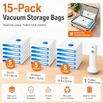 15 Pack Vacuum Bags for Travel with Rechargeable Pump, Save Luggage Space - Image 2