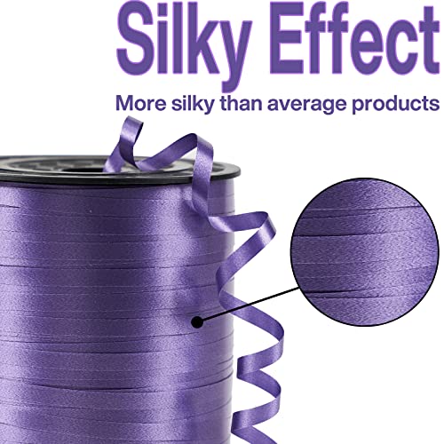 Image of Purple Curling Ribbon by PartyWoo, 500 Yards, Dark Purple, Solid Color, Ideal for Gift Wrapping, Balloons, Crafts, Flowers (1 Roll)