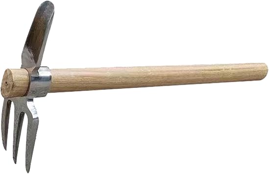 Gardening Pick Axes, Pickaxe Mattock Hoe with Wooden Handle, Stainless Steel Mattock with Sharp Pick and Cutting Edge for Breaking up Heavy Clay Soil, and Removal of Difficult Weeds D