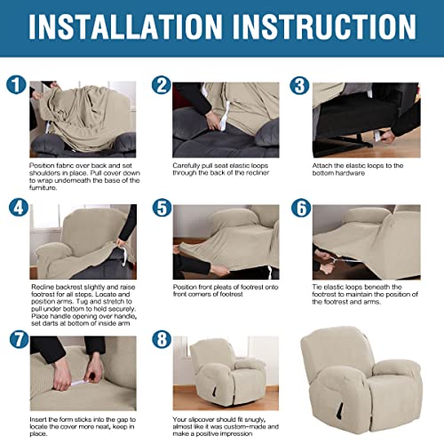 H.versailtex Super Stretch Recliner Cover Recliner Couch Covers Recliner Chair Cover Form Fitted Non Slip Reclining Slipcovers For Standard Large Recliner, Soft Thick (Island Fossi - 1 Pack) #TOP4