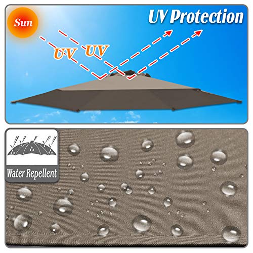 Strong Camel Replacement Patio Umbrella Canopy Cover For 9Ft 6 Ribs Umbrella Taupe (Canopy Only)-Taupe #TOP3