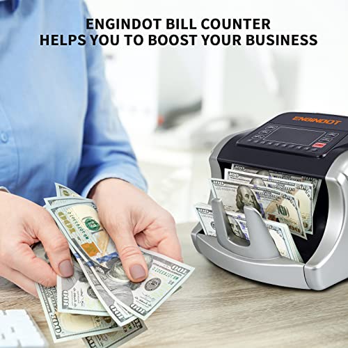 Engindot Bill Counter With Uv/Mg/Ir/Dbl/Hlf/Chn/Dd Image Counterfeit Detection, Large Led Display For Bill Counter With Abundant Accessories,Portable Handle- No Count Amounts (Silver) #TOP1