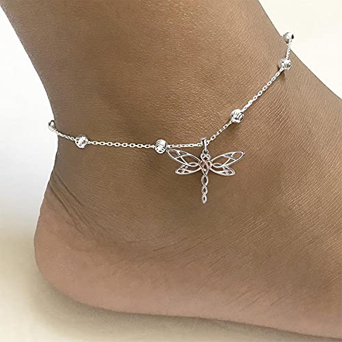 Mistbee Dragonfly Anklets For Women Sterling Silver Adjustable Dragonfly Ankle Beach Foot Jewelry Birthday Gifts #TOP1