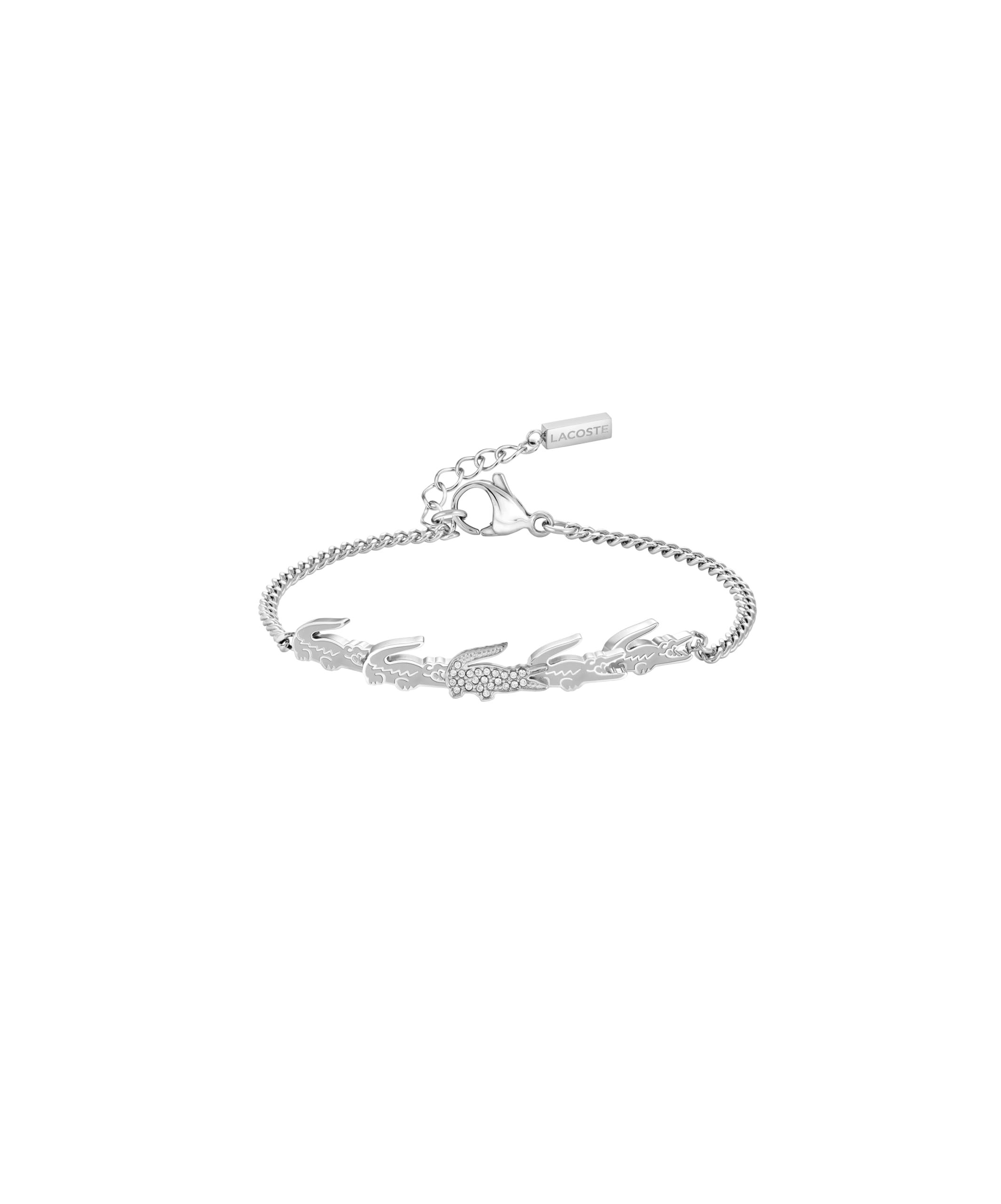 Lacoste Women's CROCODILE Collection Chain Bracelet available in silver, gold or carnation gold version