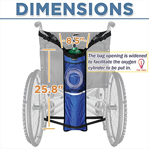 Zheeyi Oxygen Cylinder Bag For Wheelchair Portable Oxygen Tank Holder With Adjustable Straps & Zippers Blue #TOP4