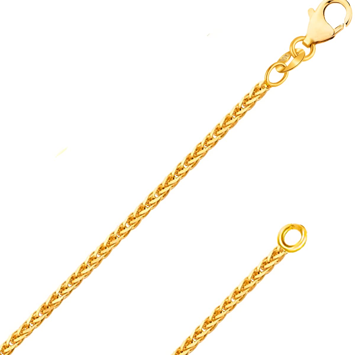 Italian Fashions 14k or 10k REAL Yellow OR White OR Rose/Pink Gold Solid 0.8mm 1mm 1.1mm Diamond Cut Braided Square Wheat Chain Necklace with Lobster Claw Clasp- Include Gift Pouch with Order