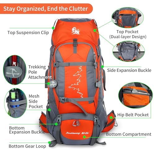 Mochila de senderismo 80L impermeable y liviana miniatura 5