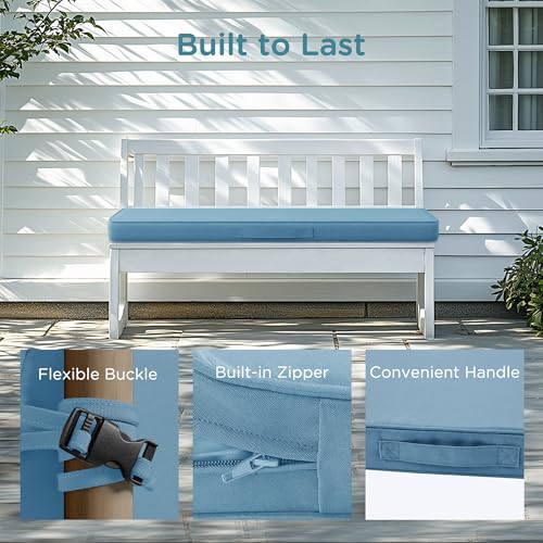 Codi Outdoor Bench Cushion 42 inch, Double Waterproof Patio Furniture Cushions Replacement for Swing, Porch, Couch, 42x18x3'', Teal Blue by Codi - Used condition - Image 5