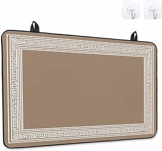 Stove Top Covers for Electric Stove, Brown Greek Key Glass Stovetop Cover Protector, Geometric Greece Ancient Meander Fret Induction Cooktop Protector Oven Mat for Kitchen Countertop 31x24 Inches