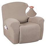 H.VERSAILTEX Super Stretch Recliner Cover Recliner Couch Covers Recliner Chair Cover Form Fitted Non Slip Reclining Slipcovers for Standard Large Recliner, Soft Thick (1 Pack, Sand)
