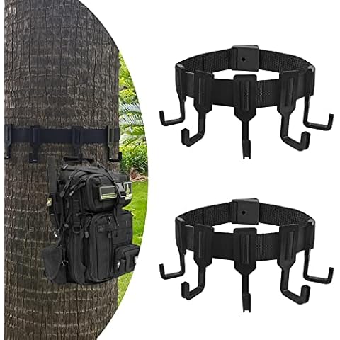 Sailortenx Treestand Strap Gear Hangers 2 Pack with 10 Large Hooks, Lightweight Multi-Hook Accessory Holder, Outdoor Tree Stand Bow & Gear Hanger for Hunting, Camping, Hiking Cover