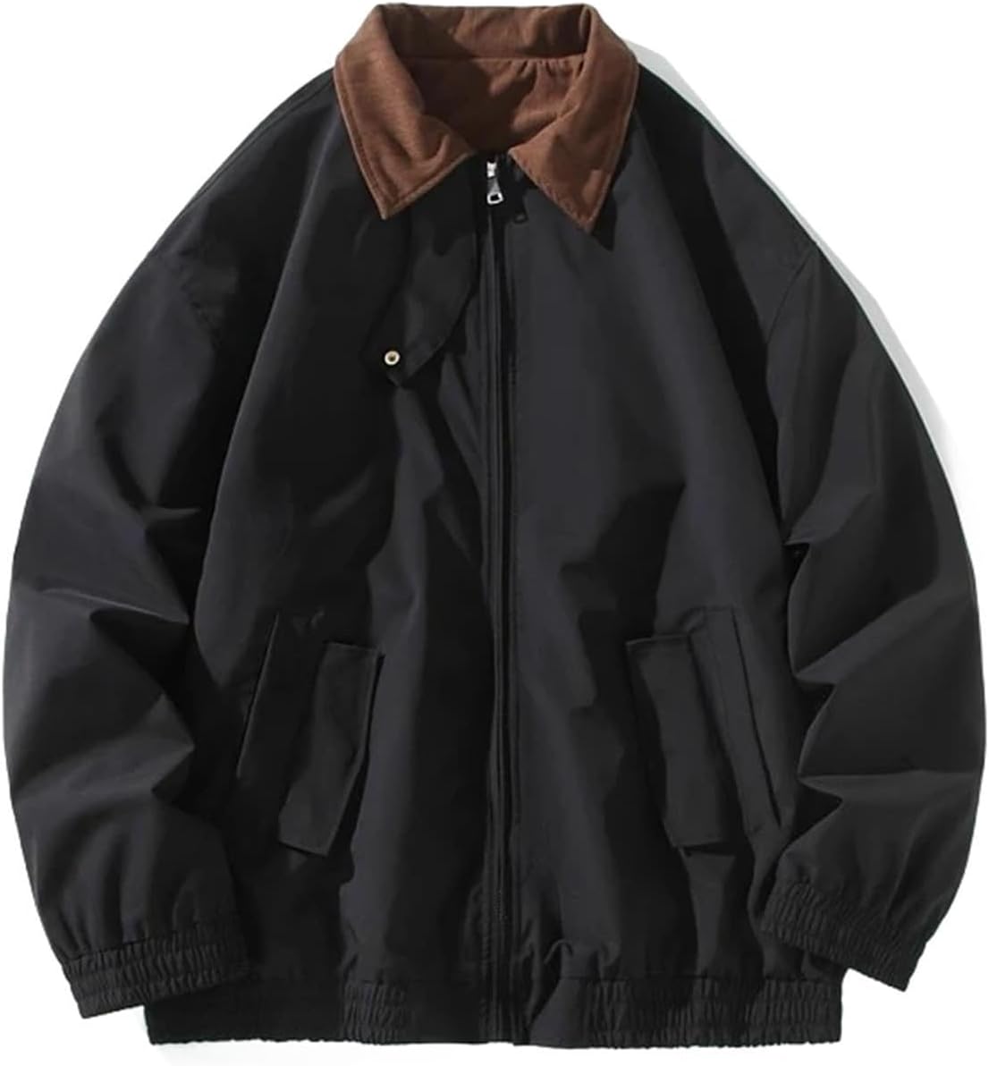 Men's Fashionable Color Blocked Jacket Lapel Zipper Casual sports Loose Coats