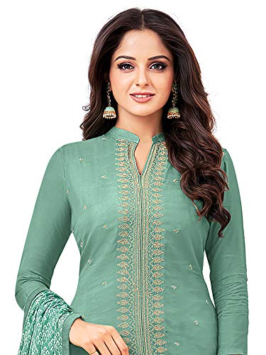 Image of AKHILAM Women's Cotton Blend Embroidered Unstitched Salwar Suit Material(29DMK50 Parent)
