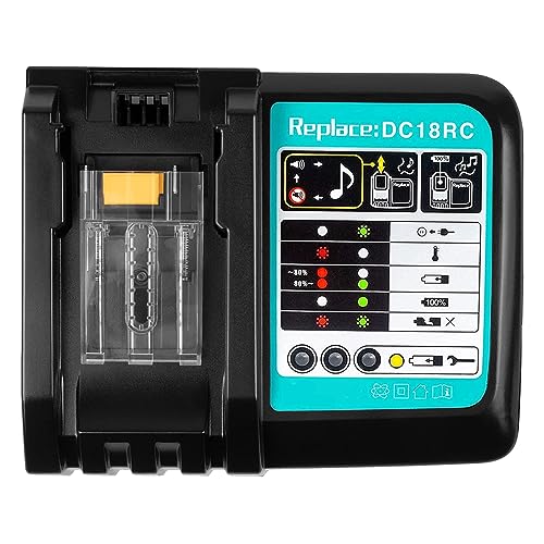 DC18RC Fast Charger Compatible with Makita 14.4V-18V Lithium-ion Battery BL1890B BL1860B BL1850B BL1840B BL1830B BL1815 BL1460B BL1440B BL1430B BL1415 (B)