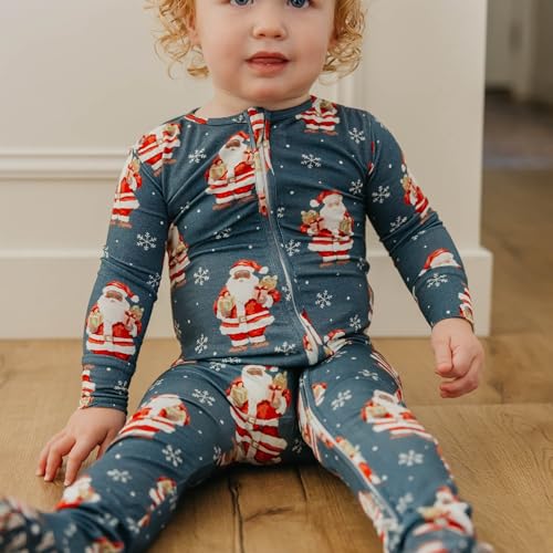 Image of Copper Pearl Zip-Up Footie Baby Pajamas - Soft Newborn Onesies for Boys & Girls, Tag-Free with Two-Way Zipper Baby Sleepers for Newborn - 24 Months, Santa Claus