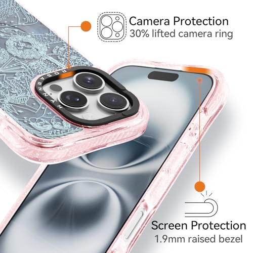 Rosarnnah for iPhone 16 Pro Max Case Cute - Compatible with Magsafe - Military-Grade 20 ft Drop Protection Shockproof Phone Case - Funny Horoscope Design (6.9") Glitter Pink by Rosarnnah - Used condition - Image 4