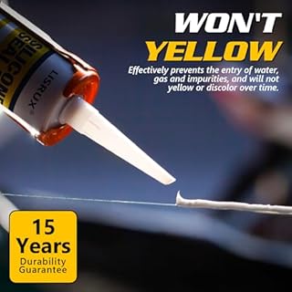 LISRUX Advanced Silicone Caulk for Window & Door, White, 15.2 fl oz Cartridge, 1 Pack - 100% Waterproof Silicone Sealant Indoor Outdoor Caulking, UV Resistant, Stronger Adhesion, Shrink & Crack Proof