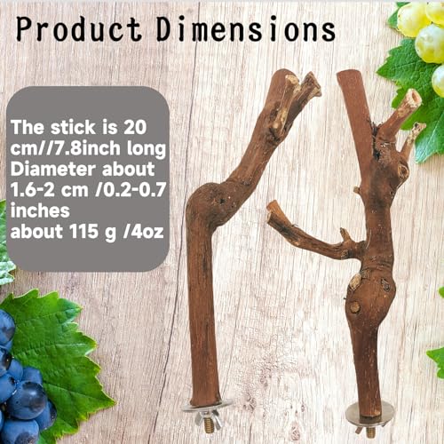 Image of Hamiledyi Bird Perch Natural Wooden Parrot Stand Branch Grapevine Wood Perch Bird Chewing Stick for Small Lovebirds Cockatiels Parakeets Finches(2 PCS)