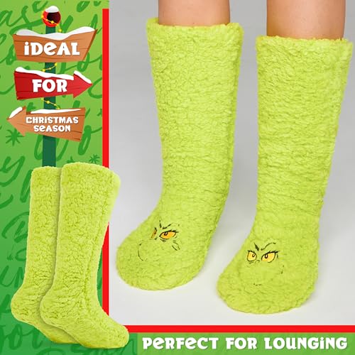Image of The Grinch Womens Slipper Socks, No Slip Socks - Perfect Gifts for Her
