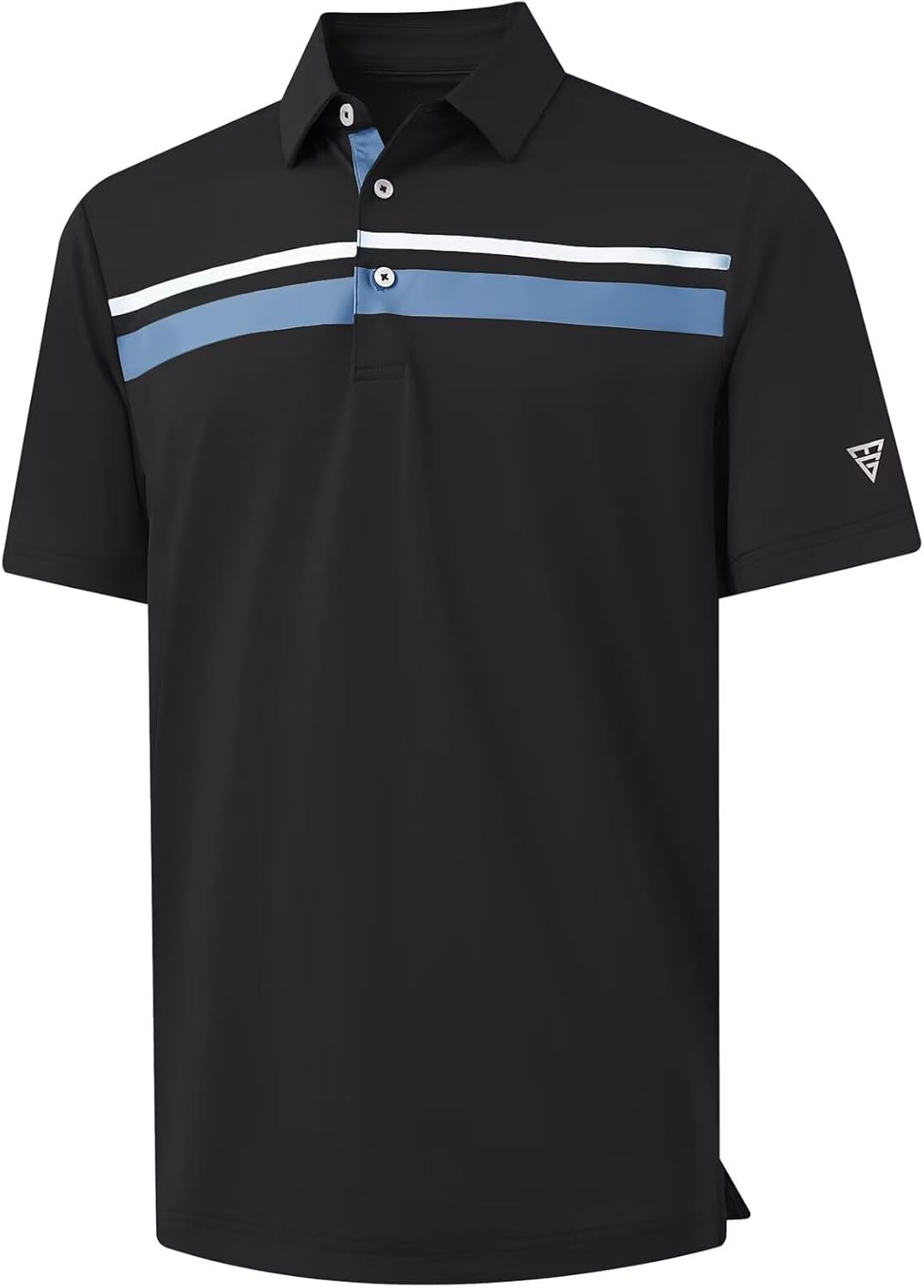 M MAELREG Golf Shirts for Men Short Sleeve Regular Fit Moisture Wicking Performance Casual Striped Print Mens Polo Shirts