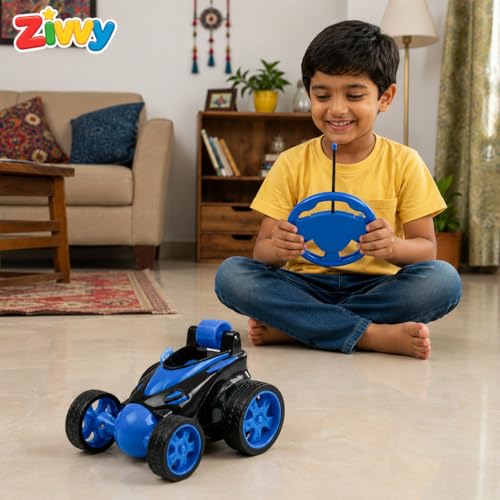 Image of Blue 360 Rotating & Rolling Stunt Car Toy | Spin, Stunt, Flip Functions | Remote Control Stunt Car Toy for Kids | Toys for Boys 7-14 Years | Birthday Gift for Kids