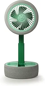 Personal Fan,Simulation tire Retractable Mini Fan with Light, Wheel Folding USB Desktop Small Fan-Green