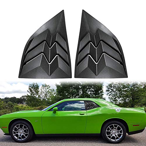 Rear+Side Window Louvers For Dodge Challenger 2008-2021 Windshield Sun Shade Cover Vent Gt Lambo Style Custom Fit All Weather Abs (Matte Black) #TOP2
