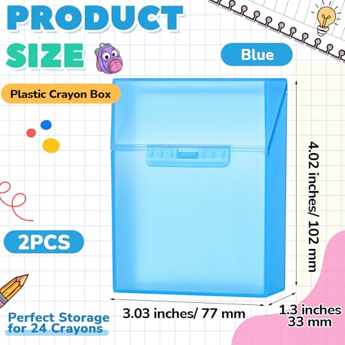 Image of Clabby 4 Pcs Clear Plastic Crayon Boxes Hold 24 Count, Blue