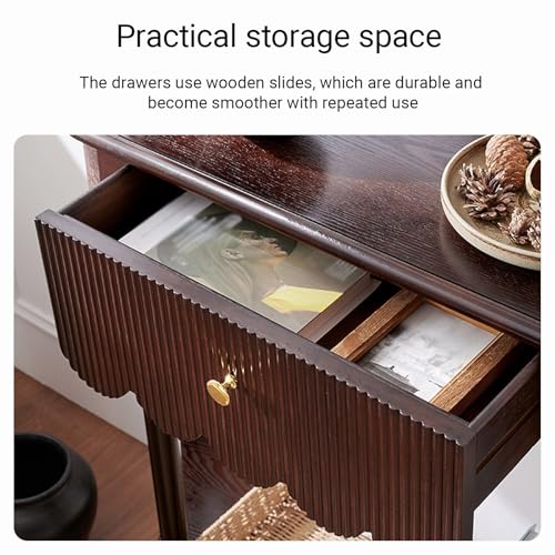 Mesa consola de madera maciza para recibidor entrada con cajones 80cm 7