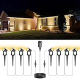 VOLISUN Christmas Outdoor Uplights,Low Voltage Landscape Spotlights with Transformer and 95.34ft Cable,IP65 Waterproof,Outdoor Uplights for House,Fence,Tree,Flags, Backyard (8 Packs, Warm White)