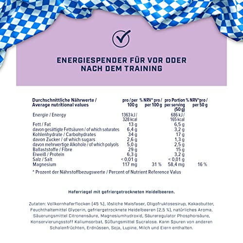 Energybody-Bavarian-Bar-Haferriegel-Heidelbeere-24x50g-Energieriegel-als-OatsnackPowerriegel-Flapjack-als-SportnahrungHaferflocken-Riegel-Kohlenhydrate-Riegel-als-Sportlernahrung