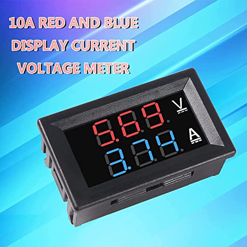 4Pcs 0.28" Digital Voltmeter Ammeter Dc 100V 10A Amp Voltage Current Volt Amp Meter Current Tester 3 Bits Dual Led Display Panel(Red-Blue) Amp Volt Multimeter With Connect Wires Monitor Tester #TOP4