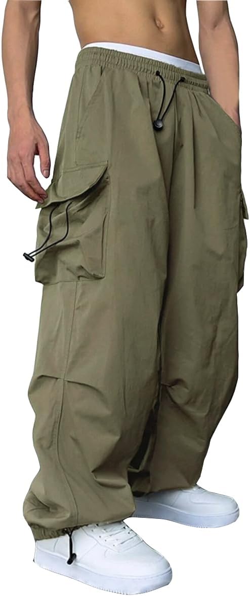 WZIKAI Men's Baggy Cargo Pants Casual Parachute Cargo Pants Loose Fit Hip Hop Harem Pants with Pockets - Image 3