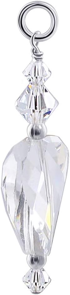 Gem Avenue .925 Silver Charm Pendant with Faceted and Bicone Austrian Crystals