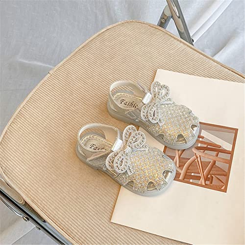 sfdgfhyf 1 to 7Y Girls Leather Shoes Toddler Little Kid Rhinestones Embroidery Bow Design Soft Toe Princess (Beige, 7 Toddler)2