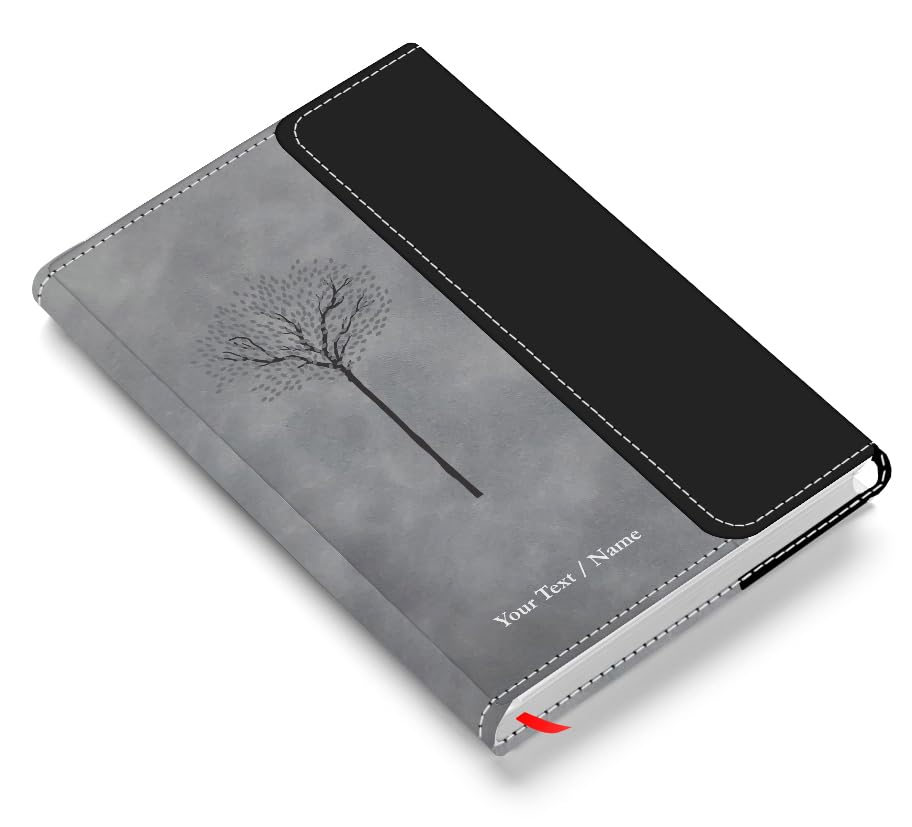 Image of Brown Cloud Personalized Velvet Finish Leather Notebook /Diary Ruled with Personalised /Customized Message /Quote /Name for Personal /Corporate Gift(NBVLVT Dual F GR 09) (10)