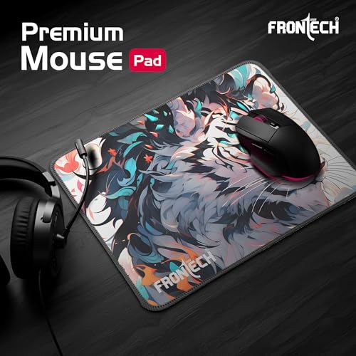 Image of FRONTECH Gaming Mouse Pad | 300mm x 250mm x 2mm | Ultra-Smooth Micro-Textured Surface | Non-Slip Rubber Base | Stitched Edges (MSP-0063 Grey)