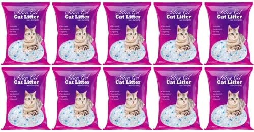 FabFinds Cat Litter Antibacterial Silica Gel Non-clumping Long Lasting Odour Control Dust Free Cat Litter 3.8L (2 Pack),White