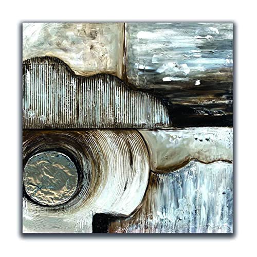 DIAMOND HOME Dipinto a Mano Acrilico su Tela con Telaio d'Abete da 3 cm - Quadro Materico con Dettagli e Applicazioni a Rilievo - Made in Italy da Pittori Specializzati (80 x 80 cm) B 036