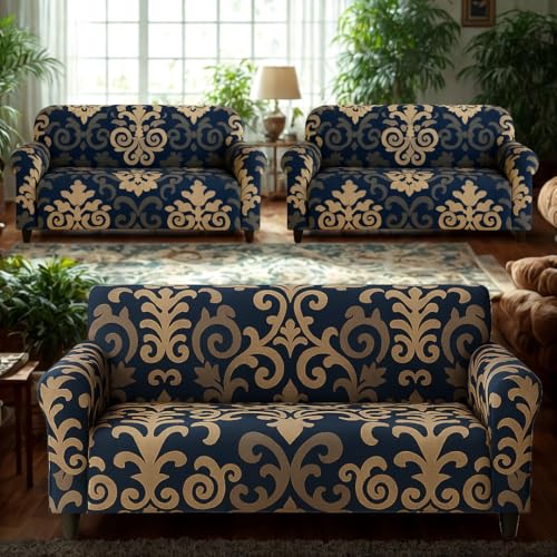 Homerz Premium 7 (3+2+2) Seater Universal Elastic fit Sofa Cover Fully Covered, Non-Slip Sticky Elastic Stretchable Sofa Set Slipcover Protector (Royal Touch, 7 (3+2+2) Seater)