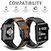 iHillon Bands Compatible with Apple Watch 42mm/44mm Series 5 Series 4 Straps, Classic Canvas Fabric Genuine Leather Wristbands Black Buckle Compatible with iWatch Series 3/2/1, Women Men, Black