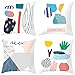 Lieson Juego de 4 fundas de almohada para niños, 18 fundas de almohada para niños, blanco, rosa, azul, verde, 45 x 45 cm, diseño de graffiti geométrico, diseño de lunares, poliéster